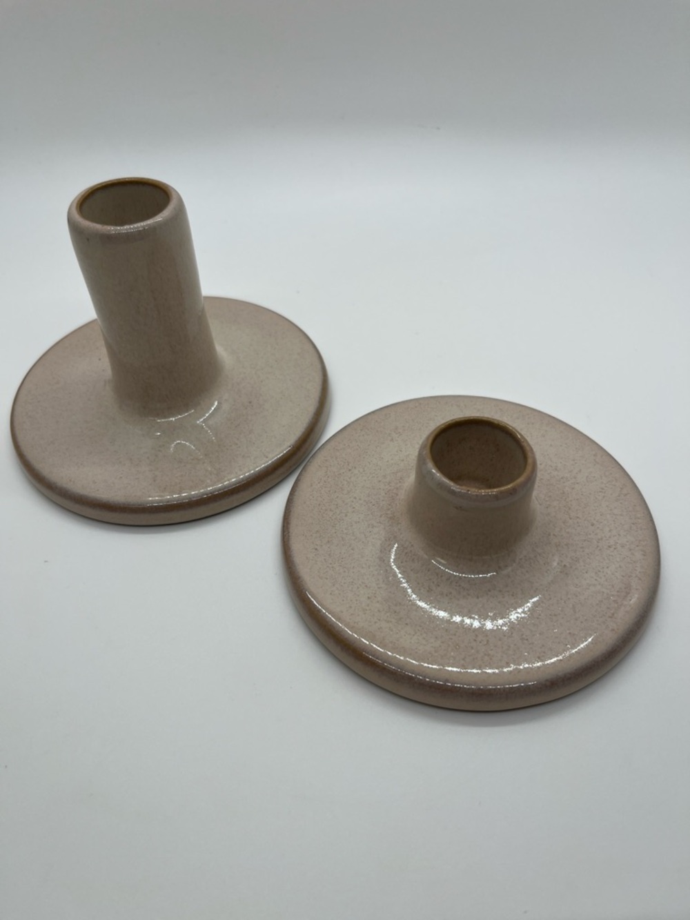 Hearth & Hand Magnolia Neutral Beige Stoneware Candle Holders - Set of 2